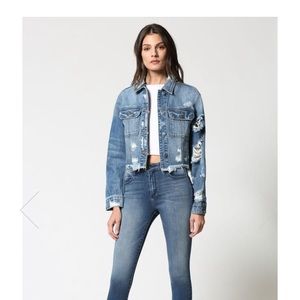 Cropped Distressed Jean Jacket